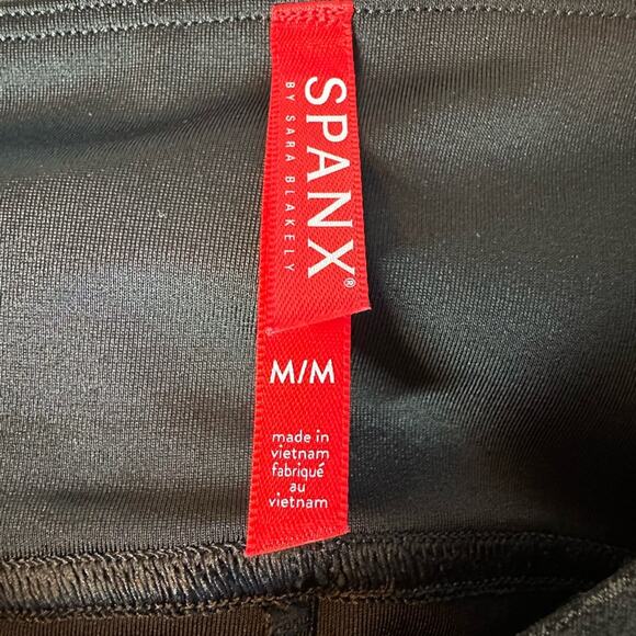 Spanx Quilted Faux Leather Moto Legging Black Pull-On Stretch Size Medium - Picture 7 of 8